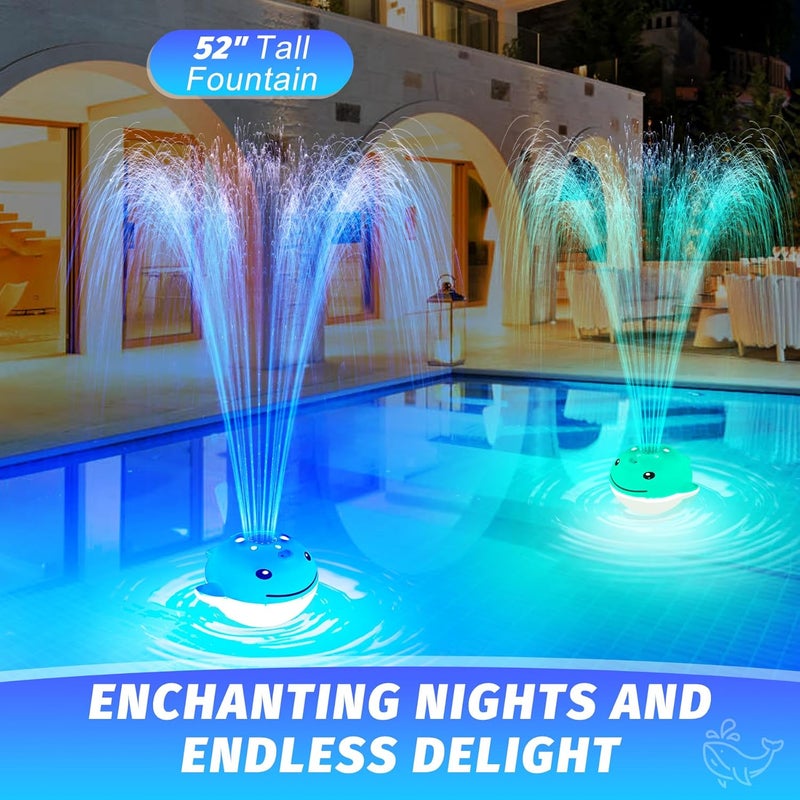 ChlorStar Pool Fountain with Remote, Dolphing Floating Pool Fountain with Lights, Above Ground Pool Water Fountains with Anchor, Swimming Pool Fountains for Inground Pool-1PC,White - Image 2